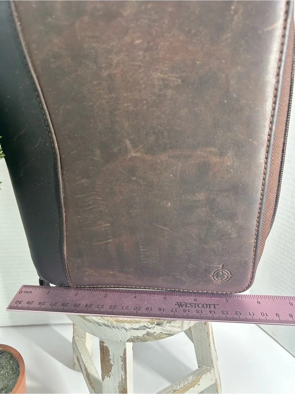 Franklin Covey Vintage Brown Leather Zip Portfolio Planner Binder Organizer 1995